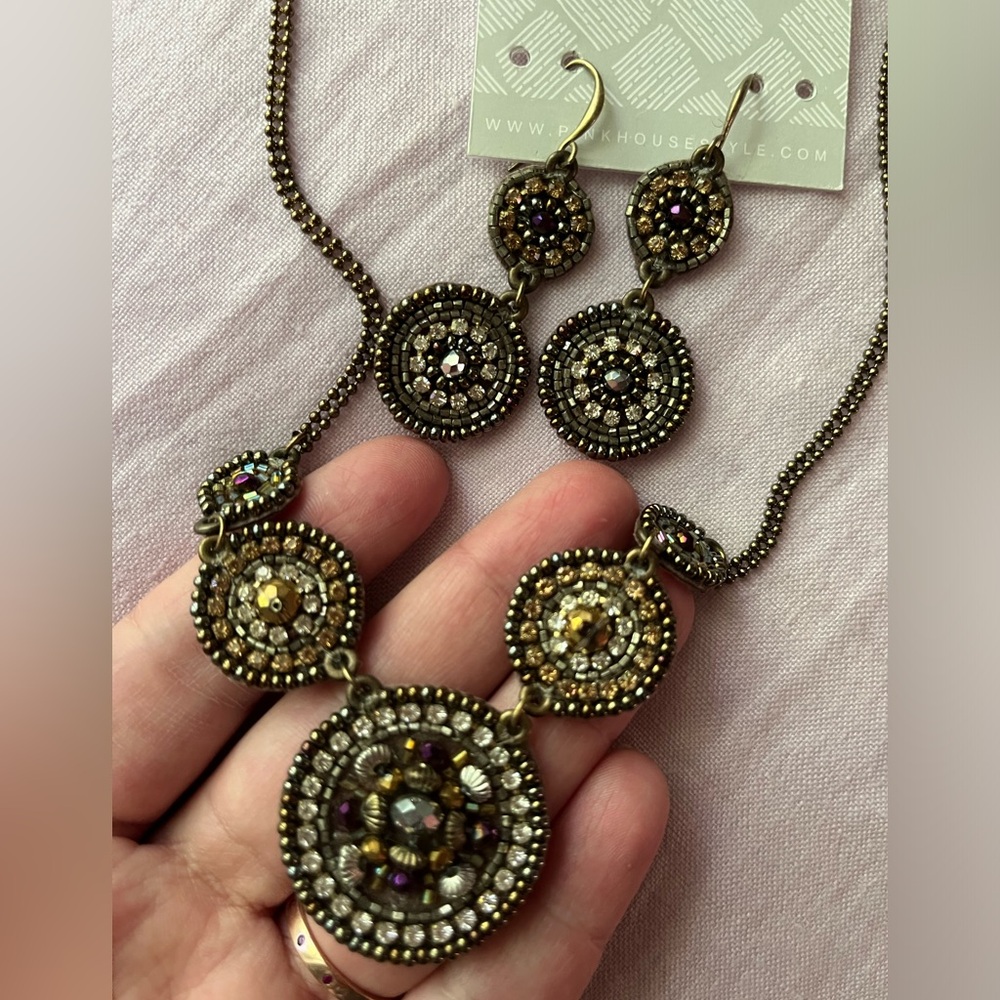 NWT Bronze Medallions Earrings and Necklace Matching Set from Pink House Style